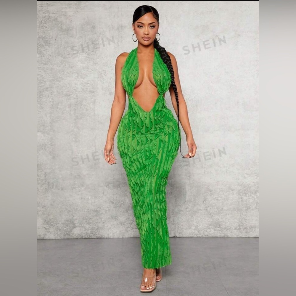 SHEIN SXY Cut Out Tie Backless Halter Dress Size M